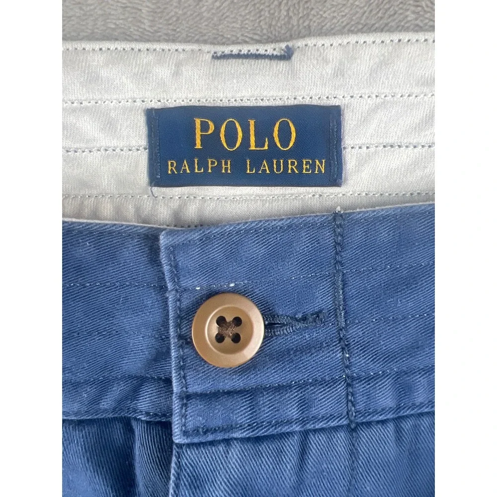 Polo Ralph Lauren Mens Blue Cargo Shorts Classic Polo Chino Size 34 Twill Cotton